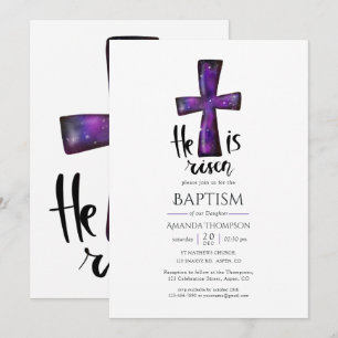 Religiöse Lila Galaxie Christliche Taufe Einladung