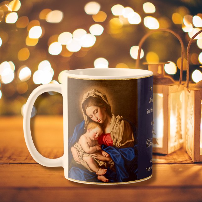 Religiöse Madonna & Kind Priester Weihnachtsgesche Kaffeetasse (Catholic Christmas gift for priests, moms, dads, grandmas and grandpas with Madonna and Child)