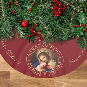 Religiöse Madonna und Kinderbibel Verse Weihnachte Polyester Weihnachtsbaumdecke