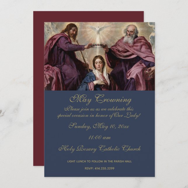 Religiöse Mai zum Tag der Mütter Einladung (Vorne/Hinten)