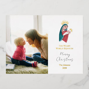 Religiöse Maria & Jesuskind Weihnachten Folien Feiertagspostkarte