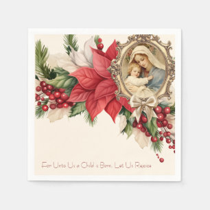 Religiöse Maria und Jesus-Blumenschrift Serviette