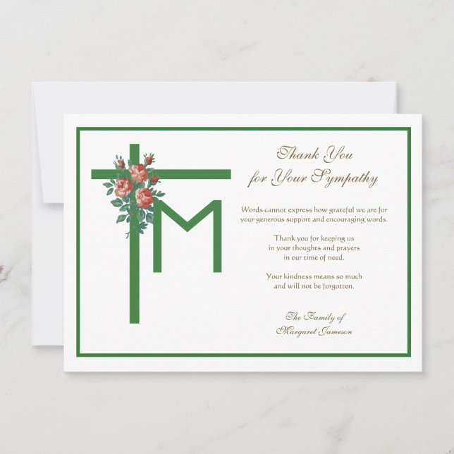 Religiöse Marian Cross Beerdigung Rose Beileid Dankeskarte (Vorderseite)