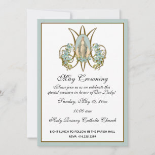 Religiöse May kront Mary Mütter Day floral Einladung