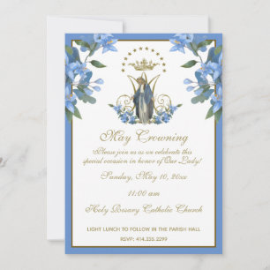 Religiöse May kront Mary Mütter Day floral Einladung