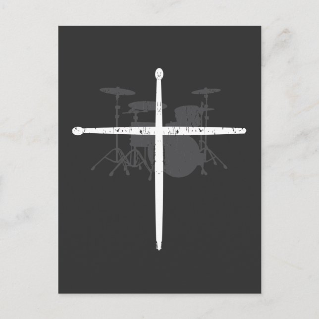 Religiöse Musikertrommel Sticks Cross Drummer Postkarte (Vorderseite)