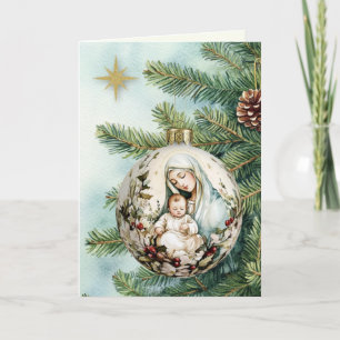 Religiöse Mutter Mary Jesus Wasserfarbe Weihnachte Feiertagskarte