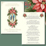 Religiöse Mutter Mary Poinsettia katholisches Gebe Feiertagskarte<br><div class="desc">Mit dieser wunderschön gestalteten Flachkarte, die ein klassisches Bild von "Die Frau der Gnade" zeigt, können Sie Ihren Lieben die Stille und Ruhe der Weihnachtszeit näher bringen. Auf der Vorderseite der Karte steht eine berührende Botschaft: "Da Maria die Gnade Gottes empfangen hat, dürfen wir auch Seine Gnade zu Weihnachten empfangen...</div>
