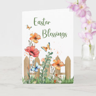 Religiöse Oster-Segen Blumen Schmetterlinge Karte