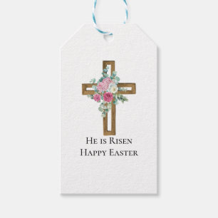 Religiöse Ostern Er ist Risen Wood Cross Bloral Geschenkanhänger