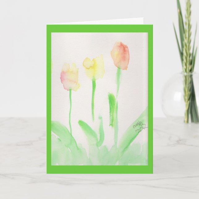 religiöse Ostern-Karten-Aquarelltulpen Feiertagskarte (Vorderseite)