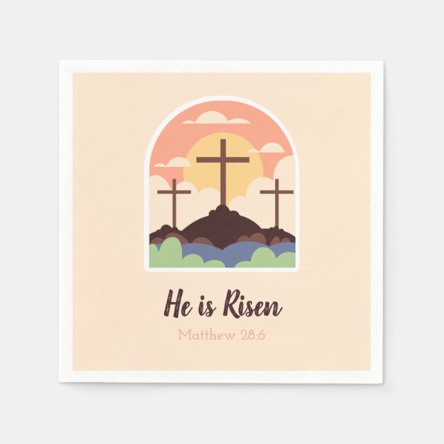 Religiöse OsterNapkins - Cremekreuz Christlich Serviette (Vorderseite)
