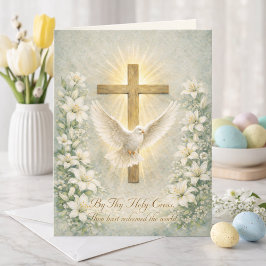 Religiöse Osterschrift Lilien Kreuz Feiertagskarte