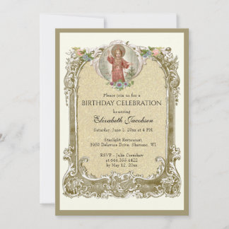 Religiöse Rose zum Geburtstag Elegant Einladung