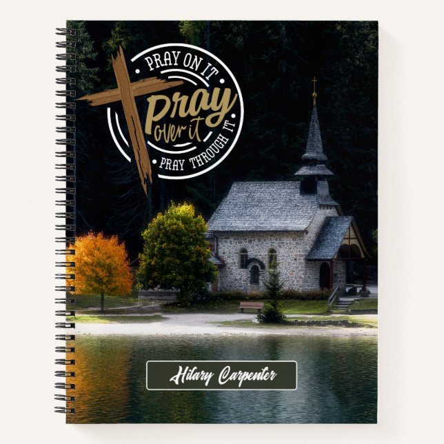 Religiöse rustikale Kirchenschrift Prayer Journal Notizbuch (Vorderseite)