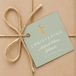 Religiöse Sage Green Cross Christening Geschenkanhänger