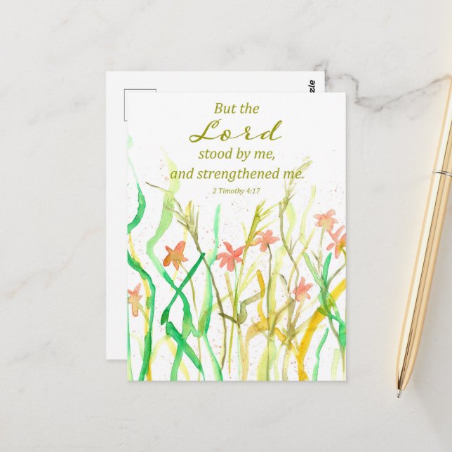 Religiöse Schrift 2 Timothy Wildblume Bouquet Postkarte (Vorderseite/Rückseite Beispiel)