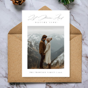 Religiöse Schrift Lass Himmel und Natur singen Fot Feiertagskarte