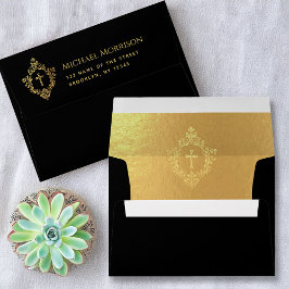 Religiöse Schwarze Elegante Wappen Cross Imitats G