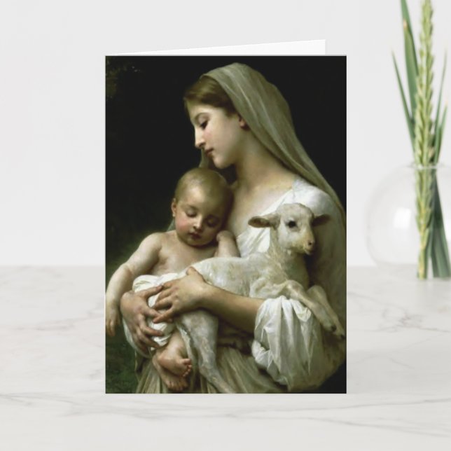 Religiöse Segensreiche Jungfrau Maria Jesus Lamm Karte (Vorderseite)