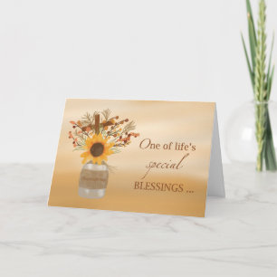 Religiöse Segnungen am Erntedank Sonnenblume Karte
