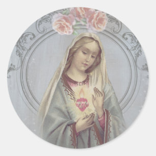Religiöse Selige Jungfrau Mutter Maria Vintage Runder Aufkleber