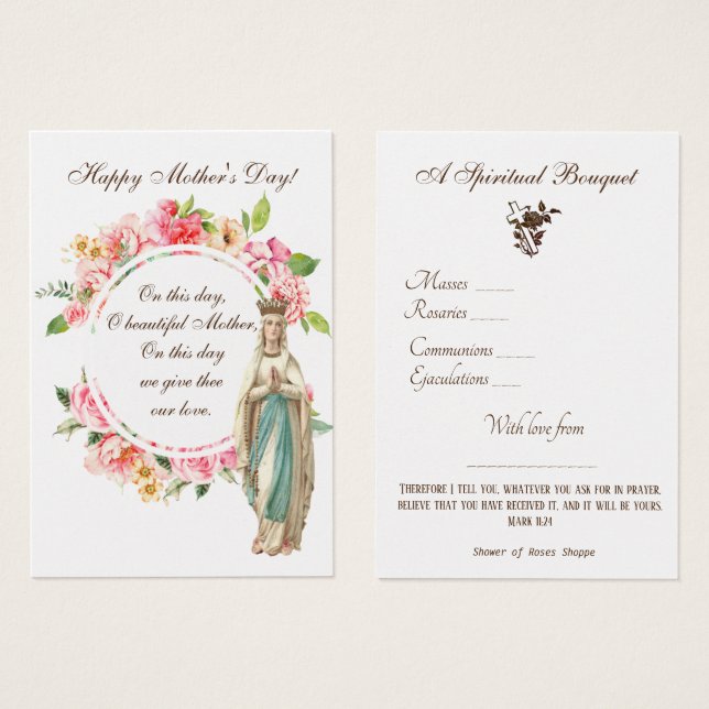 Religiöse spirituelle Bouquet Gebete Heilige Karte (Vorne & Hinten)