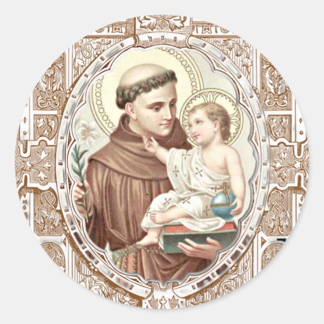 Religiöse St. Anthony Baby Jesus katholischer Prie Runder Aufkleber (Vorderseite)