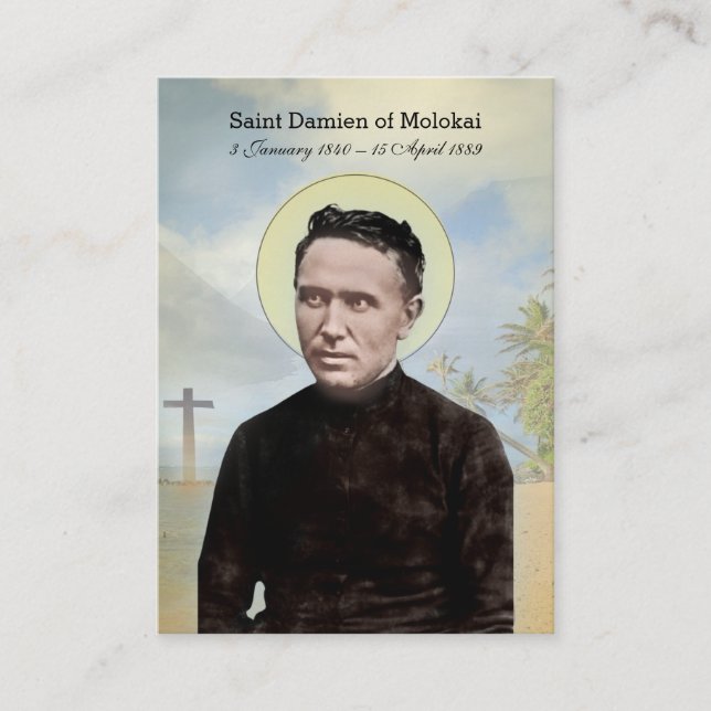 Religiöse St. Damien der Molokai Hawaii Heilige Ka Visitenkarte (Vorderseite)