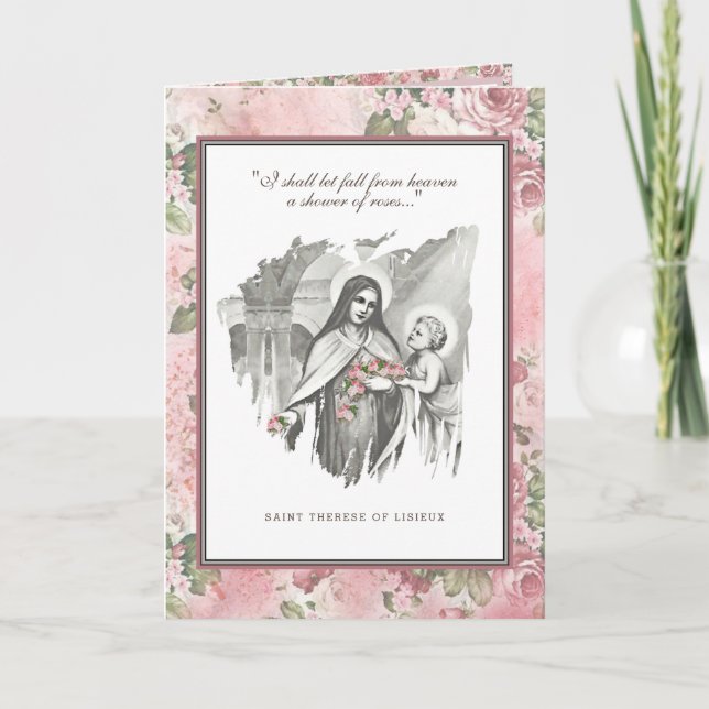 Religiöse St. Therese Katholic Nun Floral Card Karte (Vorderseite)