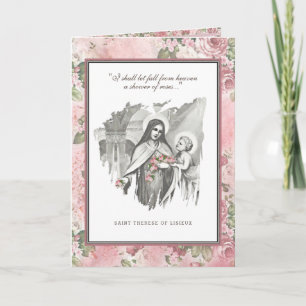 Religiöse St. Therese Katholic Nun Floral Card Karte