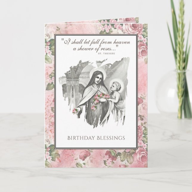 Religiöse St. Therese Katholic Nun Floral Card Karte (Vorderseite)