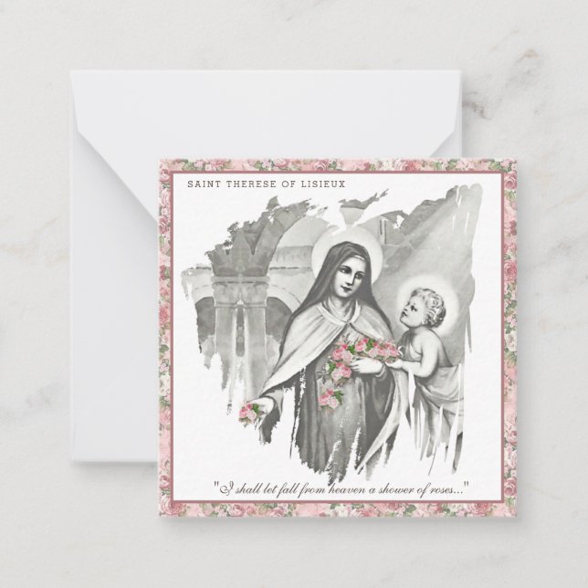 Religiöse St. Therese Katholic Nun Floral Card Mitteilungskarte (Vorderseite)
