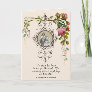 Religiöse St. Therese Valentinstag Blumen Vintage Karte