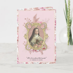 Religiöse St. Therese Vintage-Rosen Gebet Karte