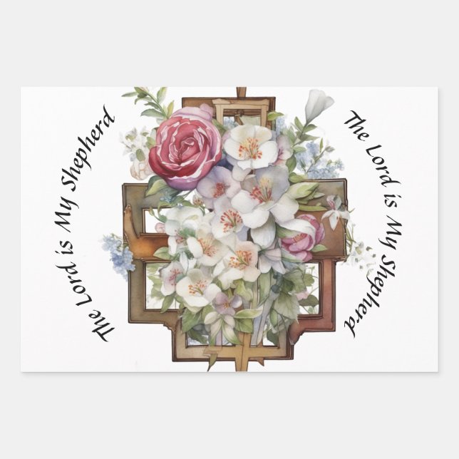 Religiöse Symbole und Verse für Beileid Geschenkpapier Set (Vorderseite)