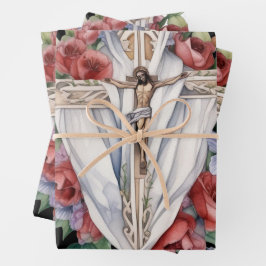 Religiöse Symbole und Verse für Beileid Geschenkpapier Set