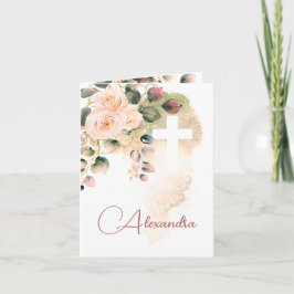 Religiöse Taufe Christening Foto Rose Rosa Einladung