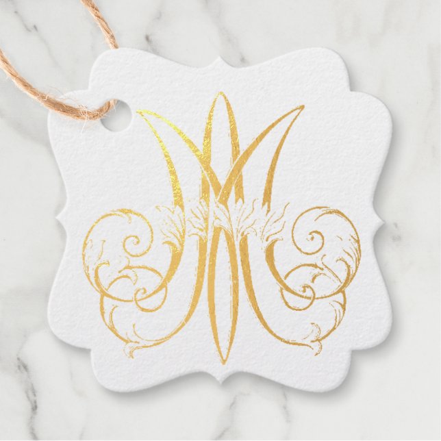 Religiöse traditionelle katholische Marienmonogram Geschenkanhänger (Vorderseite)