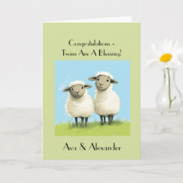 Religiöse Twin Baby Duwer Gratulation, Twins Karte