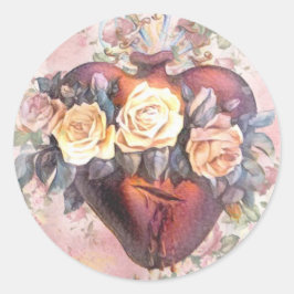 Religiöse unakuläre Herz-Jungfrau Mary Rose Runder Aufkleber