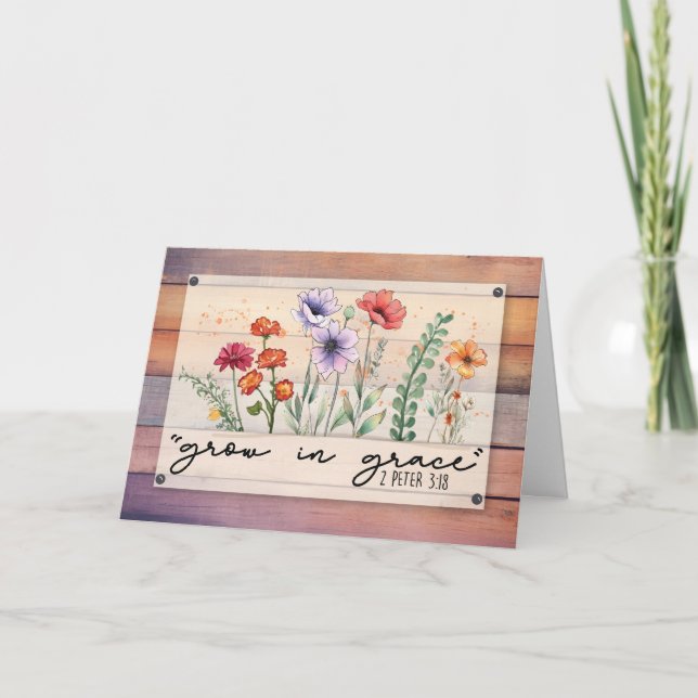 Religiöse und rustikale Blume wachsen Karte (Vorderseite)