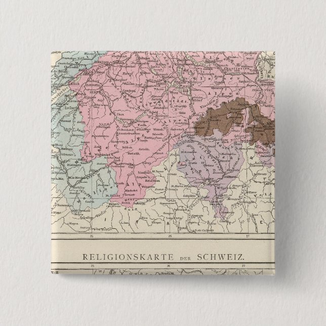 Religiöse und sprachliche Karte der Schweiz Button (Vorderseite)