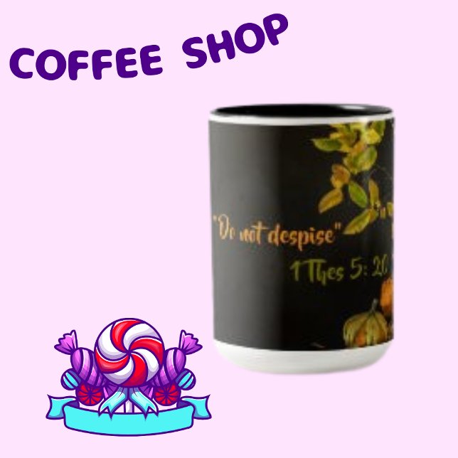 Religiöse Verse Green Blätter Orange Pumpkin Zweifarbige Tasse (Von Creator hochgeladen)