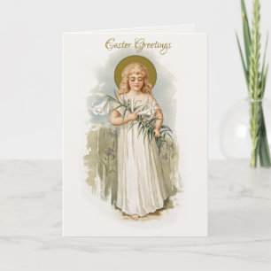 Religiöse Vintage Frohe Ostern Jungfrau Maria Pasc Karte