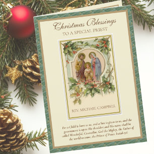Religiöse vintage Heilige Familie katholischer Pri Feiertagskarte