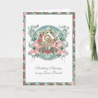 Religiöse Vintage Jungfrau Mary Jesus Floral