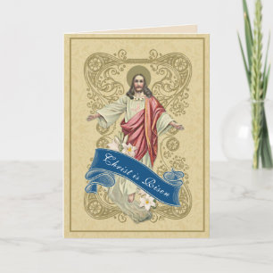 Religiöse Vintage-Oster-Auferstehungs-Blumen-Spitz Feiertagskarte