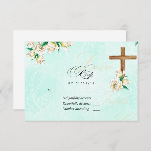 Religiöse Wasserfarben RSVP Karte (Vorne/Hinten)