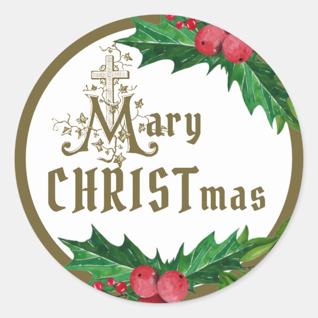Religiöse Weihnachten Katholische Jungfrau Mary Cr Runder Aufkleber (Vorderseite)